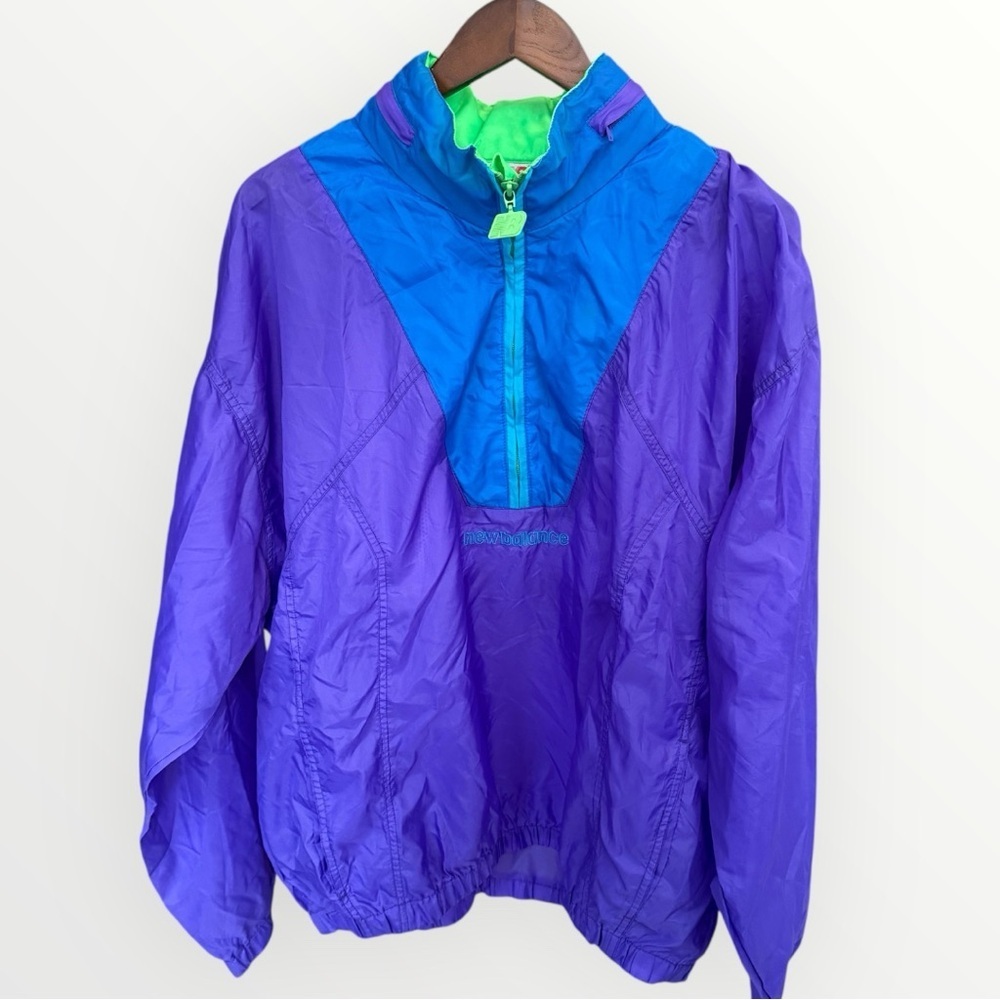 Vintage 90s New Balance Colorblock Windbreaker Jacket XL Purple Blue Green